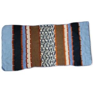 Vintage Granny Crochet Afghan Throw baby Blanket Handmade Multi Color Striped